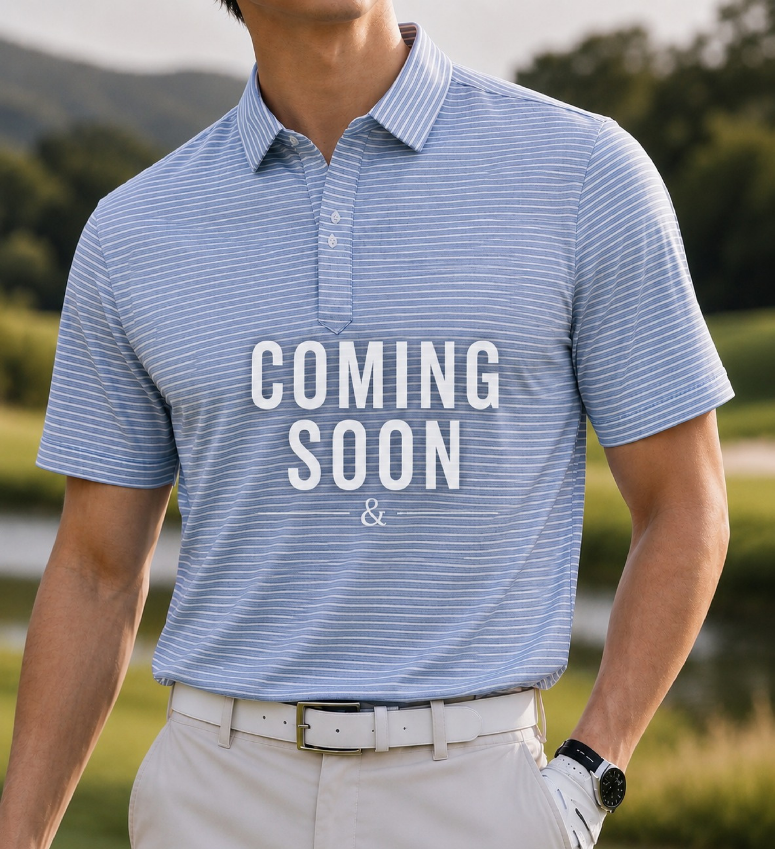 O&E Performance Polo - Blue Stripe